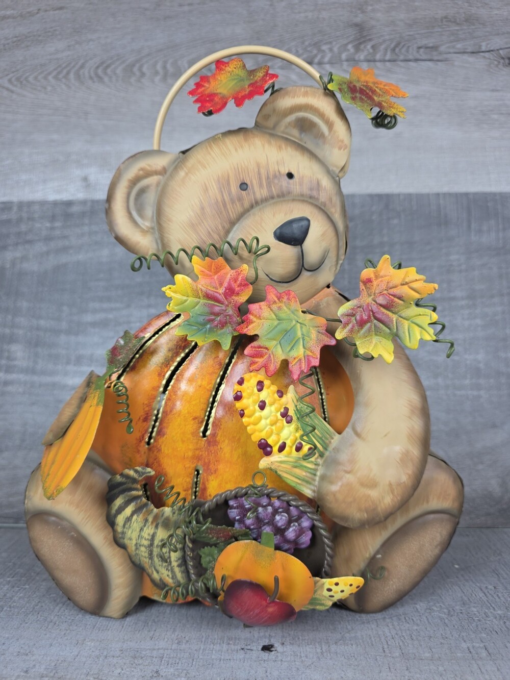 Home Interiors Bear Metal Tin Hanging Lantern Luminary Tea Light Holder 11" b283